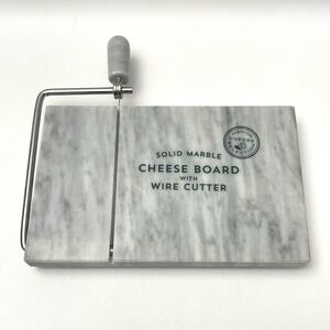 NEW Solid Marble Cheese‎ Board With Extra Wire Cutter Premium Cheese Selection